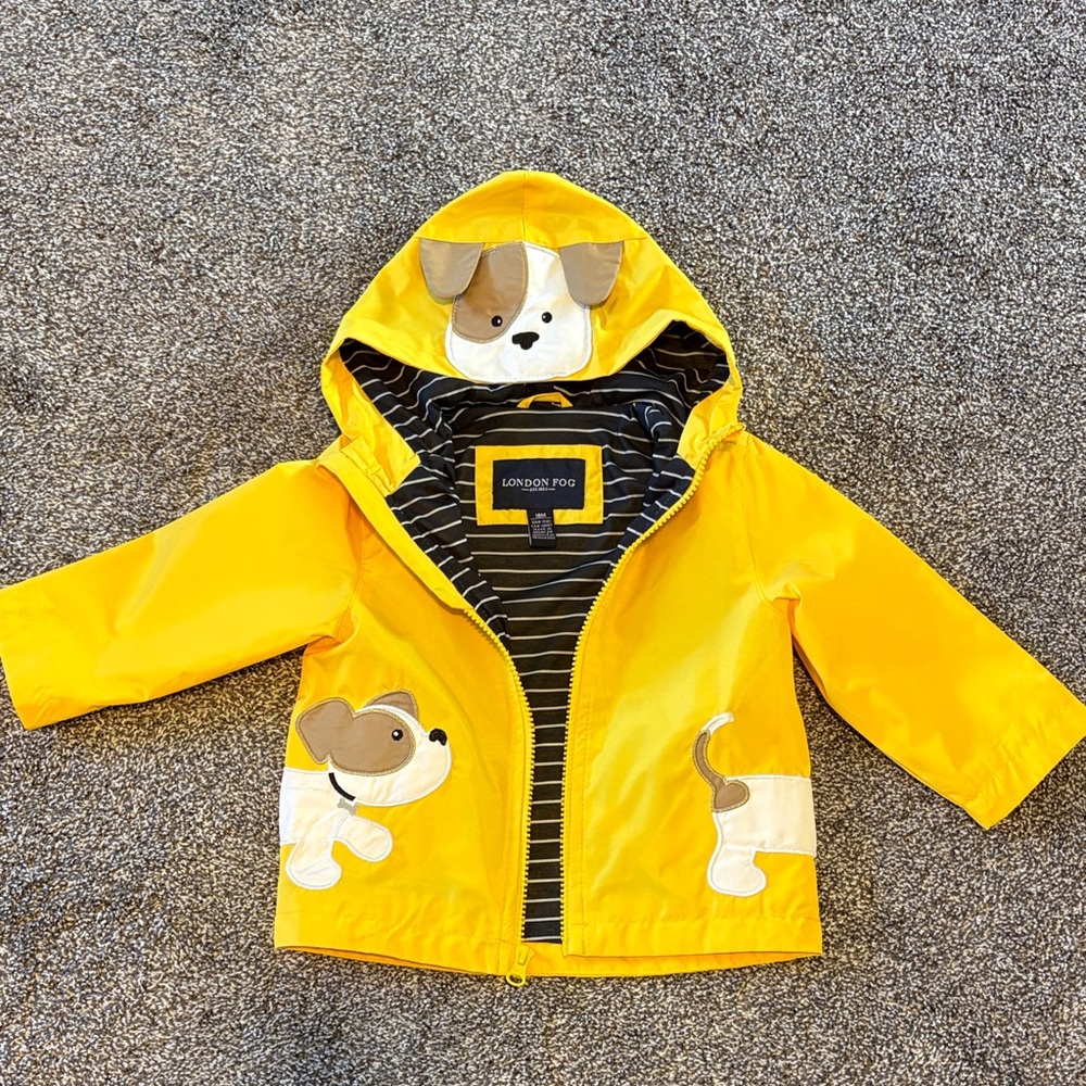 London Fog Yellow Puppy Hooded Raincoat NWOT